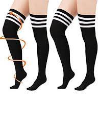 Passionate Adventure Womens Girls Autumn Plus Size Thigh High Sporty Tube Over The Knee Socks Schoolgirl Kawaii Thigh High Socks Plus Size Cosplay Thigh Highs