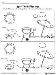 Spot The Difference In The Beach Kindergarten Worksheets Preschool Worksheets Early Childhood Math