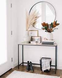 Allmodern On Instagram Pro Tip Style A Barely There Entryway With A Minimalist Console Table And Earth In 2020 Entryway Table Decor Entryway Decor Small Entry Decor