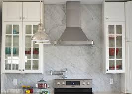 A Marble Panel Backsplash For Our Diy Kitchen Marble Backsplash Kitchen White Marble Backsplash Marble Backsplash