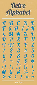 A set of letters arranged in a fixed order, used for writing a language: High Definition Printable Retro 70s Bold Font A Z Alphabet Numbers Symbols Design Resources Set