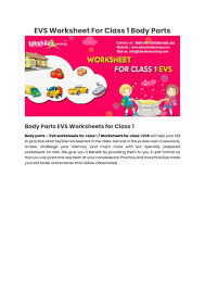 In that kids need to find the body parts and write it in the appropriate place. Evs Worksheet For Class 1 Body Parts By Online Education Issuu