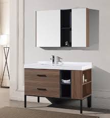 The console stand (usually with two legs) and the sink. 48 Wood Veneer Bathroom Vanity Cabinet With Iron Metal Legs And Shelf