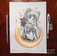 How to draw anime sailor moon. Sailor Moon Original Anime Handmade Print Drawing By Lissy Gale