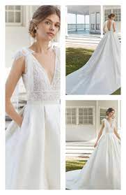 Caribe By Rosa Clara Bridal Dresses Bow Wedding Dress Wedding Dresses Beaded Classy Wedding Dress
