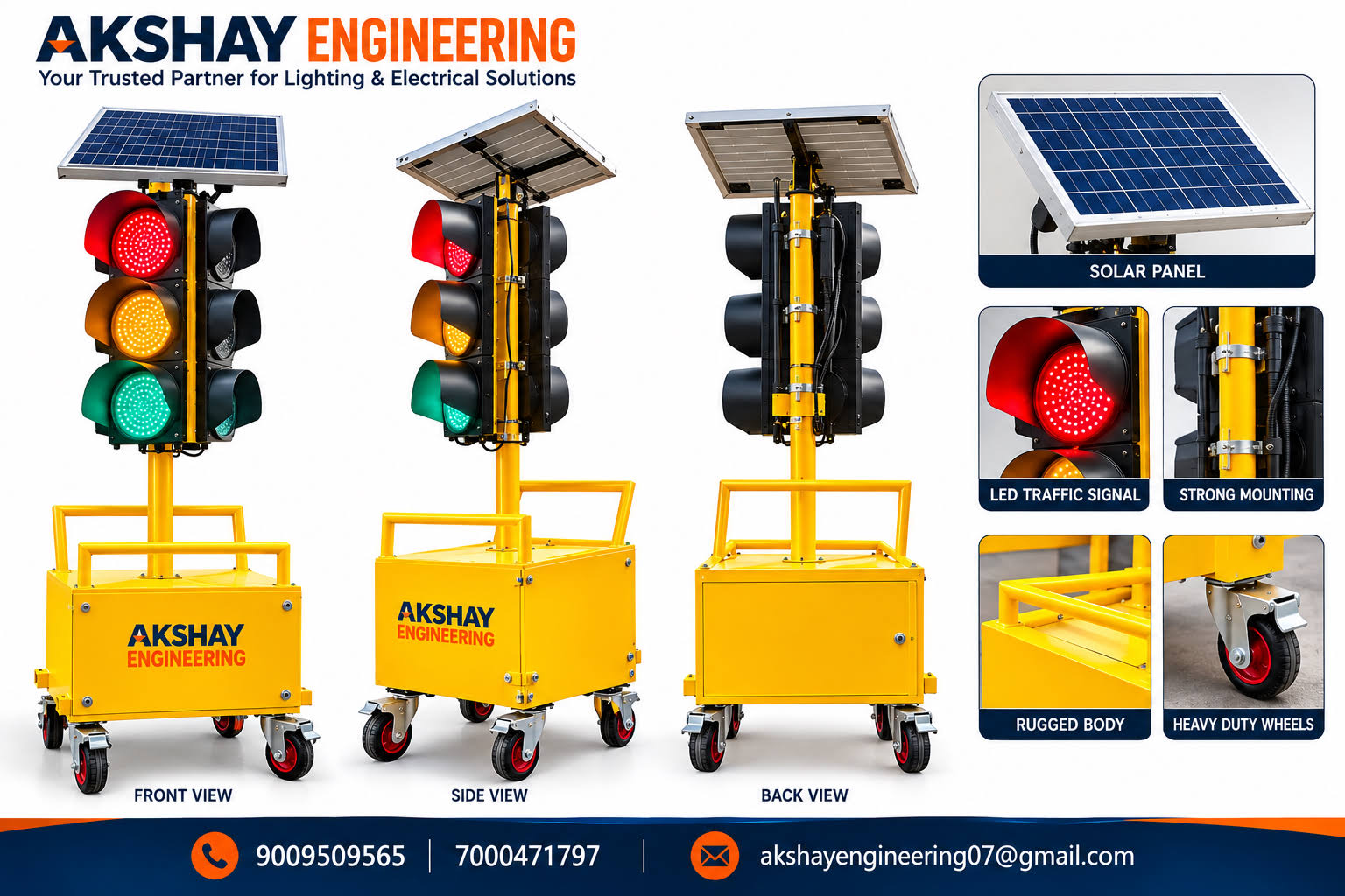SOLAR Movable TRAFFIC SIGN LIGHT | AKSHAY ENGINEERING product image