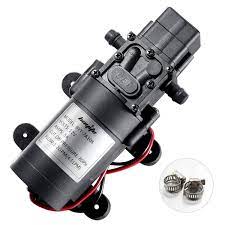 Second, check the dimensions of your current water pump. Buy Bayite 12v Dc Fresh Water Pump With 2 Hose Clamps 12 Volt Diaphragm Pump Self Priming Sprayer Pump With Pressure Switch 4 5 L Min 1 2 Gpm 80 Psi Adjustable For Rv Camper