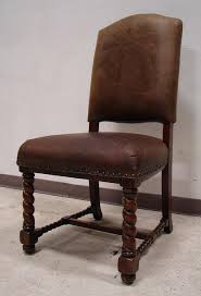 Vintage Lane Leather Barley Twist Dining Chair Set Barley Twist Furniture Dining Chairs Dining Chair Set