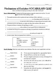 Formation of new species due to the evolutionary process of de… definition of a species that states that members of a species… Mechanisms Of Evolution Vocabulary Quiz By Middle School Help Tpt