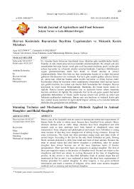 Pdf Hayvan Kesiminde Basvurulan Bayiltma Uygulamalari Ve Mekanik Kesim Metotlari
