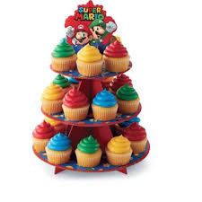 Buy super mario cupcake 18 toppers & 12 lanyard favors birthday party set: Wilton Super Mario Cupcake Stand 12in X 16 1 2in Party City