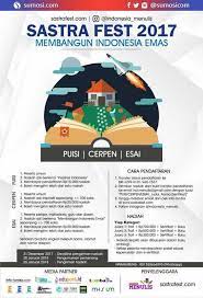 Sastra Fest 2017 Membangun Indonesia Emas Https Sumosi Com Event Competition Sastra Fest 2017 Membangun Indonesia Emas 635 Indones Indonesia Menulis Produk