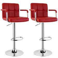 Shop luxury dark red faux leather nailhead trim bar stool. Woltu Bar Stools Dark Red Bar Chairs Breakfast Dining Stools For Kitchen Island Counter Bar Stools Set Of 2 Pcs Leatherette Exterior Adjustable Swivel Gas Lift Steel Footrest Base Buy Online In Bahamas