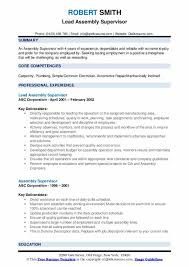 Pdf resume examples are professionally prepared pdf versions of our free resumes written by certified resume writers with free tips to write your resume. Assembly Supervisor Resume Samples Qwikresume