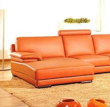 Contemporary Orange Leather Sectional Sofa With Chaise Genuine leather modern contemporary sectional sofa set with chaise.