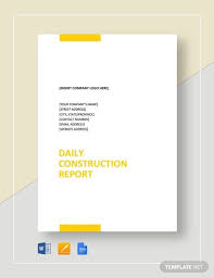 Daily Construction Report Template Word Doc Apple Mac Pages Google Docs Report Template Word Doc Progress Report Template
