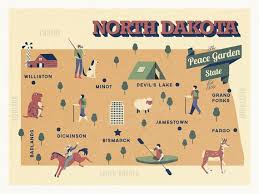 What state is known as the peace garden state. North Dakota Map The Peace Garden State Map Original Map Etsy North Dakota State Map State Posters