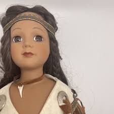Beautiful 19" Native America Young Woman Doll Porcelain face & limbs