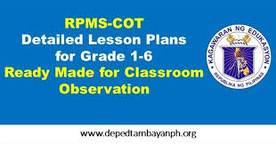 Rpms Cot Detailed Lesson Plans For Grade 1 6 Deped Tambayan