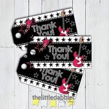 Printable Rock Star Favor Thank You Tags Pink Black Rock Etsy Rock And Roll Birthday Rock Star Party Rock Star Theme