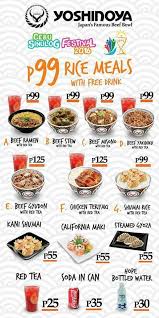 Itulah resep bikin daging teriyaki rumahan yang rasanya seenak restoran. Exciting News Yoshinoya Is Now Serving Their Delicious Food At Eluminous Sinulog This Friday Grab A Bowl Na Yoshinoya Food Menu Design Food Menu Food Ads