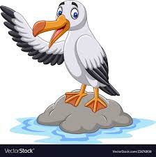 Cartoon cute albatross waving Royalty Free Vector Image