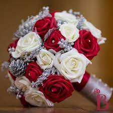 See more ideas about wedding, wedding decorations, red silver wedding. Winter Wedding Bouquet Silver Flowers Wedding Red Wedding Centerpieces