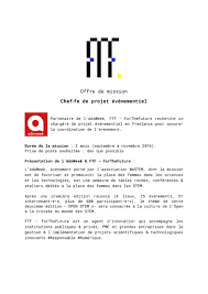 Il a sous son égide plusieurs techniciens qui ont chacun un rôle spécifique dans le traitement des demandes de clients particuliers. Fiche De Poste Chef De Projet Evenementiel Par Rox Fichier Pdf