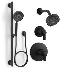 Shop for kohler in aerators at ferguson. Kohler Kss Components 4 Rths Bl Matte Black Components Pressure Balanced Shower System With Shower Head Hand Shower Valve Trim And Shower Arm Faucet Com