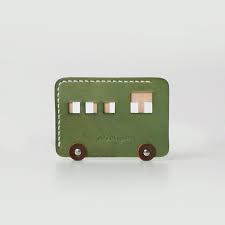萌萌車車植鞣牛皮原創手工卡包真皮卡包牛皮卡包公交卡套綠色 設計師七月夏卡尔 pinkoi leather iphone wallet