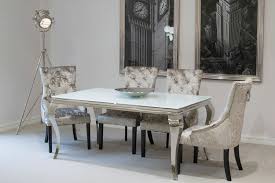 New Lacene 200cm White Glass Dining Table Ava Crushed Velvet Chairs Ebay Dining Chairs Upholstered Dining Chairs Dining Table