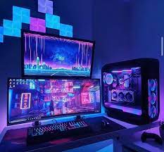 Purple combines the intense stability of blue colour and the tremendous energy of red color. Pin By Clashoflords On Laptop Gaming Setup Video Game Room Design Video Game Rooms Game Room Design
