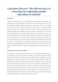 Pdf Literature Review The Effectiveness Of E Learning For Imparting Quality Education To Students