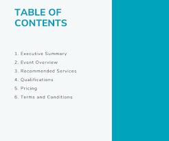 Here's what your standard table of contents looks like How To Write A Business Proposal Examples Template