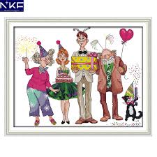Nkf Birthday Party Needle Craft Cross Stitch Charts Handcraft Counted Canvas Christmas Cross Stitch Kit For Home Decoration