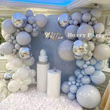 A lot of balloons blue and yellow colors. 118pcs 4d Round Silver Foil Balloon Macaron Blue Gray Birthday Party Decorations Ballon Adult Sanniversary Party Baby Shower Boy Ballons Accessories Aliexpress