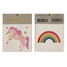 A small rainbow tattoo design looks pretty cute and small designs like this one can be made on places like fingers, ears, near the ankle, back of the ear, and even near the collar bone. Party Camel Unicorn Rainbow Tattoo