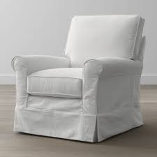 Shop Harborside Slipcovered Swivel Glider A Generous Seat And High Back Cushion Invite Guests To Sink In Slipcovers For Chairs Living Room Chairs Slipcovers