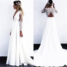 See more ideas about wedding dresses, long sleeve wedding, dresses. Bohemian Lace Chiffon Beach Wedding Dresses Long Sleeve Boho Bridal Gowns Custom Ebay