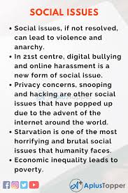 Essay On Social Issues Social Issues Essay For Students And Children In English A Plus Topper