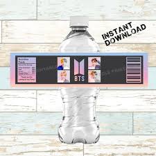Bts Bangtan Boys South Korean Birthday Party Water Bottle Labels Digital File Instant Download By Sole Printabl Korean Birthday Bts Birthdays Bts Home Party