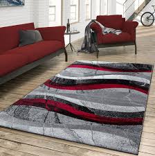 Teppiche für wohnzimmer sind dabei ihre besten begleiter, denn sie präsentieren ihren individuellen lebensstil. Teppich Wohnzimmer Modern Gewellte Musterung Grau Rot Anthrazit Ebay