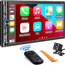 Amazon.com: Double Din Car Stereo Compatible with Voice Control Apple  Carplay - 7 Inch HD LCD Touchscreen Monitor, Bluetooth, Subwoofer, USB/SD  Port, A/V Input, AM/FM Car Radio Receiver, Backup Camera : Electronics