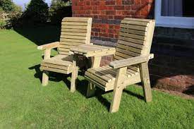 The cheapest offer starts at £8. Ergonomic Companion Set Wooden Garden Love Seat Angled