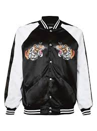 Black And White Varsity Jacket Womens Jaded Black And White Tiger Print Souvenir Bomber Jacket Tiger Print Leopard Print Jacket Jackets