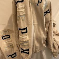 NEW VICTORIAS SECRET PINK VARSITY FULL ZIP SWEATSHIRT SWEATER & PANTS  OVERSIZED