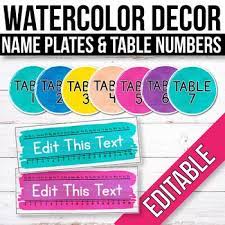 Allow yourself to get creative when inventing new classroom name ideas and feel free to browse our resources here for more inspiration. Free Editable Table Signs And Name Tags Watercolor Classroom Decor Watercolor Classroom Classroom Table Names Preschool Name Tags