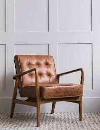 Mid Century Button And Stud Brown Leather Armchair Living Room Chairs Modern Leather Chair Living Room Living Room Leather
