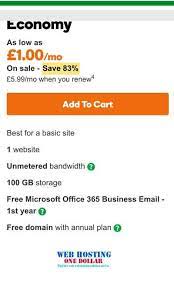 One Euro Web Hosting Godaddy 1 Euro Hosting Free Domain Monthly Web Hosting Hosting Business Emails
