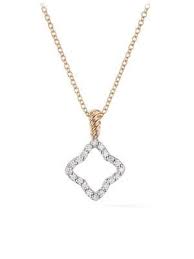 David Yurman Cable Collectibles Quatrefoil Pendant With Diamonds In Gold On Chain Saks Com Pendant Diamond Emo Fashion